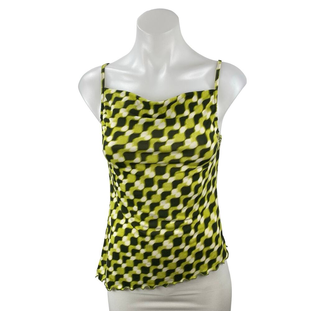 Silence + Noise Women Green Geometric Sleeveless Cowl Neck Cami Tank Top Size XS